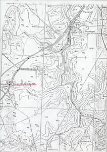 Et topografisk kart som viser terrengform, høydemålerlinjer, veier, bebyggelse (f.eks. Siggerud, Nes) og andre geografiske detaljer.