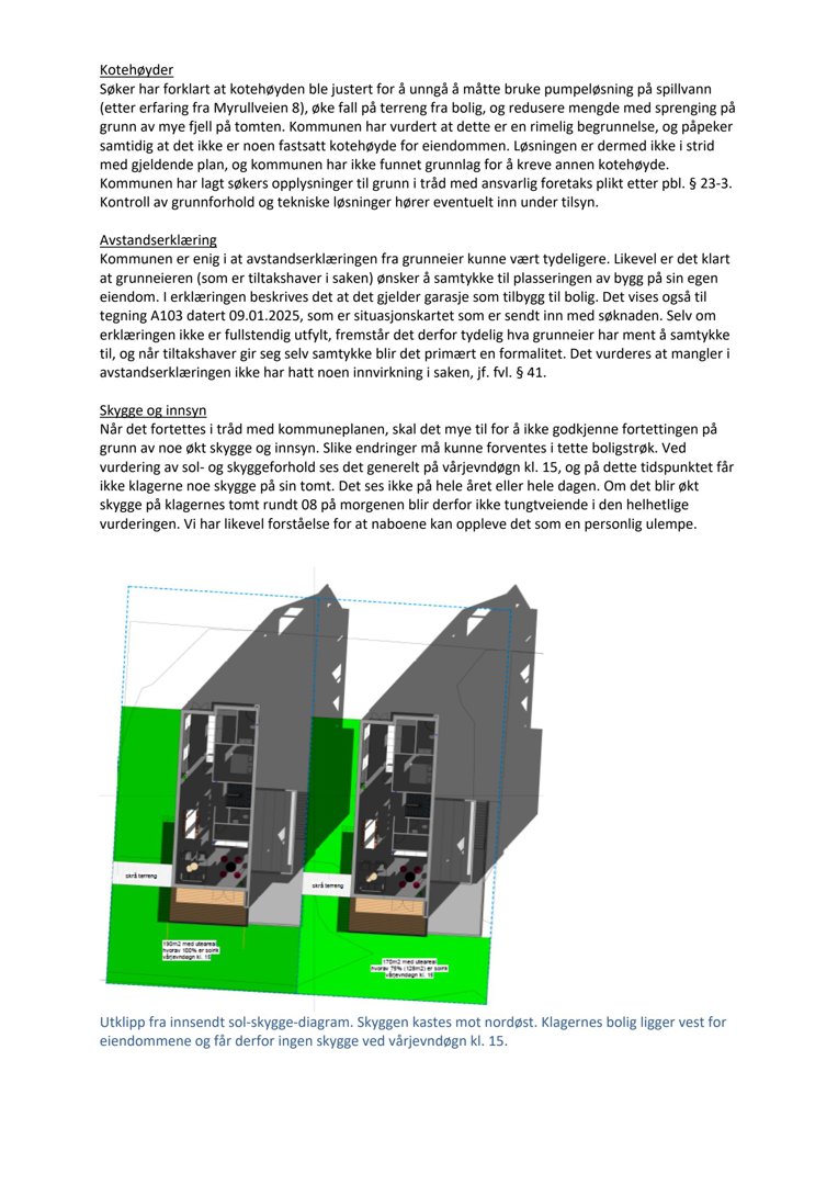 3D-visualisering (rendering) av en snittgjenstand som viser sol- og skyggeforhold for en eiendom.