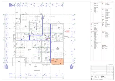 Etasjeplan (Plan 4. etasje) for en bygning, som viser romfordeling, dører, vinduer og tekniske installasjoner.