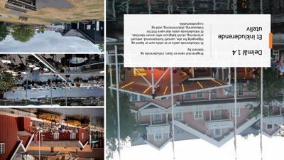 Et collage av flere bilder som viser ulike bygninger og områder, sannsynligvis fra en byggesak eller et prosjekt.