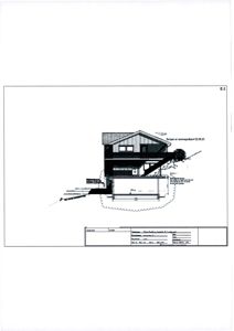 Fasadetegning som viser bygningens utseende og form sett fra utsiden.