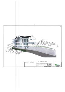 3D-visualisering av en planlagt bolig med omgivelser