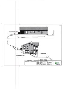 Bildet viser to fasadetegninger av en bygning, merket 'FASADE MOT SØR' og 'FASADE MOT ØST'.