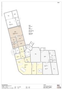 Etasjeplan som viser romfordeling, arealer og funksjoner i en bygning.