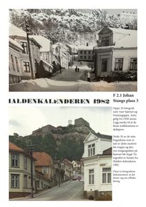 To historiske fotografier fra 1982 som viser en gate i Halden, inkludert hus og omgivelsene.