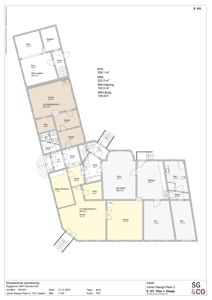 Etasjeplan (1. Etasje) av en eksisterende bygning med romfordeling og arealoppsett.