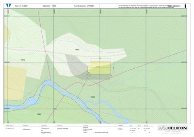 Situasjonsplan som viser tomtens form, terrengforhold, nabogranser og bygningsplassering.