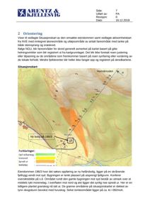 Situasjonskart som viser eiendommen, topografi, skredområder og bygningsplassering.