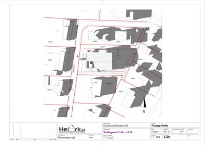 Situasjonsplan som viser tomtens plassering i forhold til nabolag, gater (Gullfjellvegen), eiendomsnummer (f.eks. 29/340) og bygningers beliggenhet.