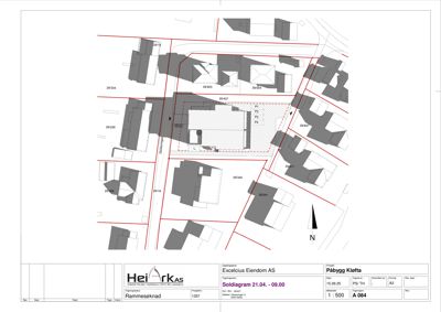 Situasjonsplan som viser eiendomsforhold, naboeiendommer, veier og bygningers plassering i forhold til hverandre.