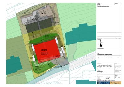 Illustrasjonsplan (situasjonsplan) som viser tomtens beliggenhet, bygningers plassering, arealer og regulering.