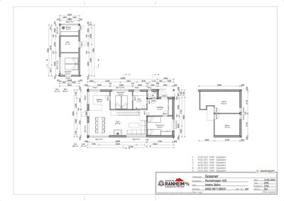 Etasjeplan (1. etasje) med romfordeling, dimensjoner og arealoppdelinger.