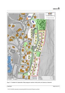 Situasjonsplan (tomteplan) som viser bygningers plassering, vegnett, terrengforhold og arealbruk i et område.