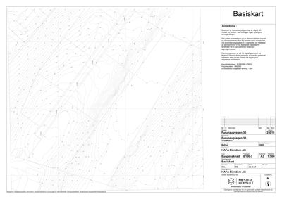 Basiskart (topografisk kart) som viser terrengforhold, høydekurver og bygningsplassering.