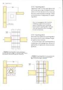 Tegninger som viser detaljerte oppstillingsvilkår for tegl- og elementskorstein, inkludert dimensjoner og konstruksjonsdetaljer.