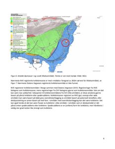 Kart over et område med løsmasser og kvikkleiresoner, med en markert tomt (rødt sirkel) og tekstforklaring.