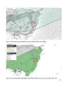 Kart som viser geologiske data (grunnundersøkelser og løsmasse) i et område med markert tomt.