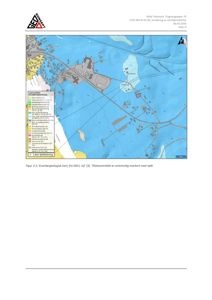 Kart over et område med geologiske soner (fargekoding) og et rødt markert tiltaksområde.