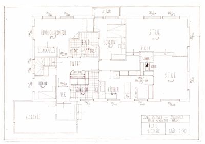 Etasjeplan (1. etasje) som viser romfordeling, arealer og funksjoner i en bolig.