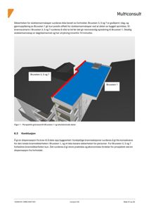 3D-visualisering (rendering) som viser et perspektivsnitt av bygningene Bruveien 1, 3, 5 og 7 for å illustrere brannsikring og grensesnitt.