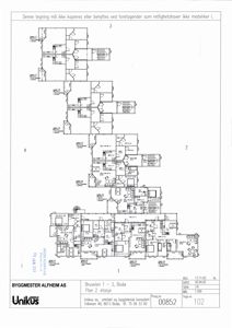 Etasjeplan (Plan 2. etasje) for en bygning på Bruveien 1-3, Bodø, som viser romfordeling og arealer.