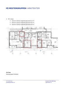 Etasjeplan for 3. etasje som viser romfordeling og manglende glassareal.
