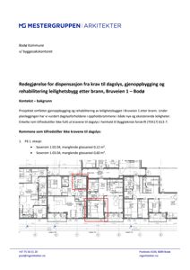 Etasjeplan for 1. etasje i et leilighetsbygg, som viser romfordeling og manglende glassareal.