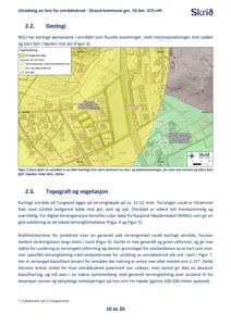 Et kart som viser geologiske og topografiske forhold i et område, inkludert løsmasser, moreneavsetninger, bårt fjell og terrengform.
