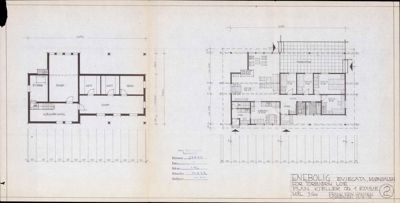 Plantegning for enebolig i Evjevegen, Mjøndalen, som viser planløsning for kjeller og 1. etasje.