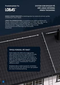 Fotografi av et tak med takbrenner og fallsikringsutstyr.