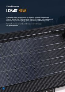 Fotografi av et tak med montert solcellepanel og en profil for fallsikring.