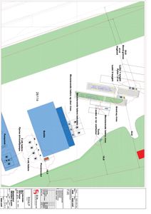 Situasjonsplan som viser tomtens grenser, eksisterende og planlagt bebyggelse (Butikk, Powermodell), samt tilknyttede veier og eiendomsnummer.