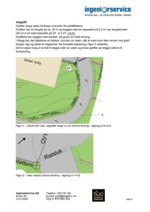 Situasjonsplan eller teknisk kart som viser plassering av veigrøfter, ristsluk og andre infrastruktur-elementer i forhold til eksisterende bygninger og vei.