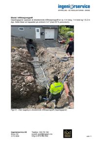 Fotografi av en utført infiltrasjonsgrøft på en byggeplass.