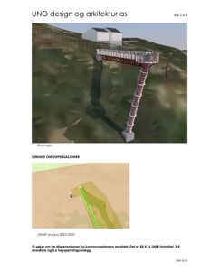 3D-visualisering (rendering) av et høyspenningsanlegg med en tårnkonstruksjon og en bygning på en skråning. Bildet er merket som 'Illustrasjon'.