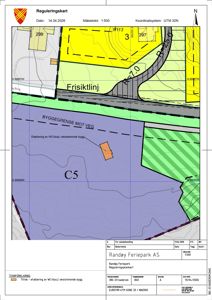 Reguleringskart som viser tomtens beliggenhet, byggegrenser, friiktlinjer og arealbruk.