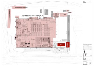 Etasjeplan som viser romfordeling og arealoppdeling i en eksisterende bygning.