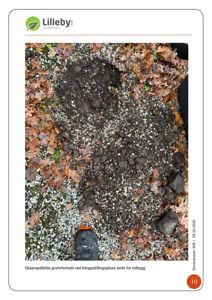 Fotografi som viser et eksempelbilde av grunnforhold (jord og grus) ved en biloppstillingsplass.