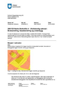 Et kart som viser støysoner (rød og gul) i forhold til eiendommen Nedre Brøholtlia 4.