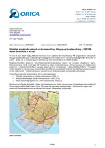 Et kart over Asker kommune som viser eiendommen i Nedre Brøholtlia 4 og de ulike hensynssoner (H350_1, H350_2, H350_3) relatert til eksplosjonsfare.