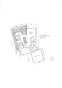 Hovedplan (etasjeplan) for Villa Kristine med romfordeling, mål og arealoppsett.