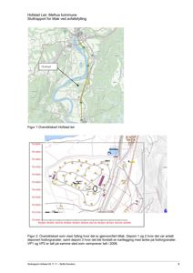 Bildet viser to kart som illustrerer lokalisering av en deponi (Hofstad leir) og detaljer om fylling og prøvetaking på stedet.