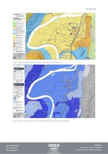 Bildet viser to kart som viser kvartærgeologiske forhold og muligheter for marin leire i et byggeområde.