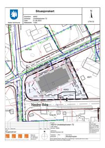 Situasjonskart som viser eiendommen 49/62 i forhold til nabolaget, veier og grunneiersgrenser.