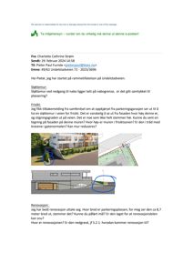 Et e-postutskrift som inneholder tekst om en byggesak og to innleverte bilder: en 3D-visualisering av fasaden og et snitt av bygningen.