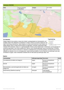 Et geologisk kart (løsmassekart) over et område, med en tabell og tekst som forklarer datagrunnlaget og objekter.