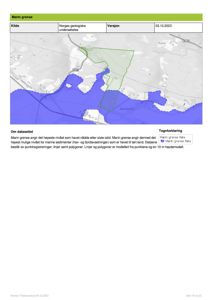 Kart som viser marin grense (høyeste havnivå etter istid) over et område med veier og bebyggelse.