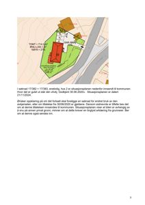 Situasjonsplan som viser tomt, bygning og omgivelser