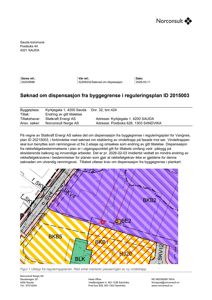 Et utklipp fra en reguleringsplan som viser tomtedeling, arealbruk (BKB, BLK, H320) og plassering av en vindeltrapp.
