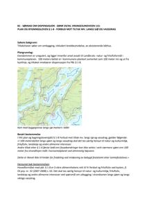 Et kart som viser eiendommen og kystlinjen, med en markert 100-metersbeltet langs sjøen.